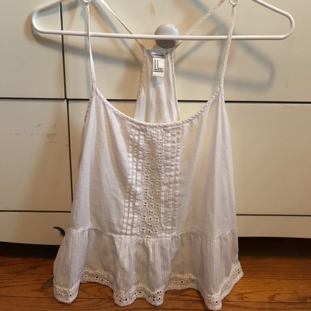 White racer back tank top